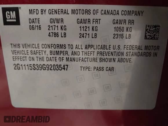 ✅ 2016 Chevrolet Impala LT • VIN: 2G1115S39G9203547 • Лот: 43395808. Опубликован ранее на IAAI с пробегом 95 023 миль. Бесплатный доступ к архиву аукционных продаж из США и подробный отчёт об истории автомобиля на DreamBid. Изображение 9.