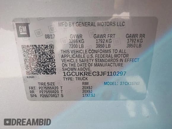 ✅ 2018 Chevrolet Silverado 1500 LT • VIN: 1GCUKREC3JF110297 • Лот: 43307921. Опубликован ранее на IAAI с пробегом 83 209 миль. Бесплатный доступ к архиву аукционных продаж из США и подробный отчёт об истории автомобиля на DreamBid. Изображение 9.