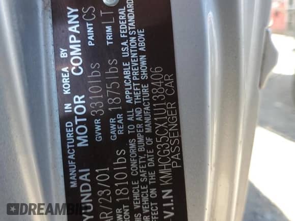 2001 Hyundai Accent GS z VIN KMHCG35CX1U138406, wystawiony jako Copart lot #81693065 z przebiegiem 100 605 mil mil oraz Szkoda całkowita • Salvage title. Historia ofert i sprzedaży dostępna na DreamBid. Obrazek 12.