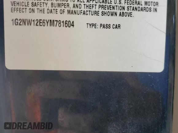 ✅ 2000 Pontiac Grand Am GT • VIN: 1G2NW12E6YM781604 • Lot: 82072995. Listed on Copart with 88,515 mi. Free auction sales archive from the USA and detailed vehicle history report at DreamBid. Image 12.