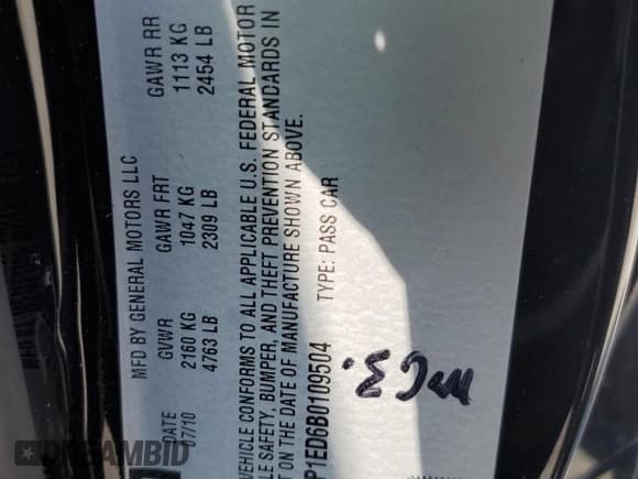 ✅ 2011 Cadillac CTS Premium • VIN: 1G6DP1ED6B0109504 • Lot: 54733395. Listed on Copart with 123,477 mi. Free auction sales archive from the USA and detailed vehicle history report at DreamBid. Image 12.