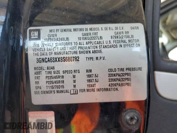 2008 Chevrolet HHR SS with VIN 3GNCA63XX8S680782, listed as a Copart auction lot 71121765 with 185,533 mi miles and Salvage title. Bid and sale history available at DreamBid. Image 12.