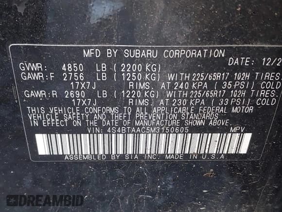 ✅ 2021 Subaru Outback • VIN: 4S4BTAAC5M3150605 • Lot: 43519096. Wystawiony na IAAI z przebiegiem Nie podano. Bezpłatny archiwum sprzedaży aukcyjnych z USA i szczegółowy raport historii pojazdu na DreamBid. Zdjęcie 9.