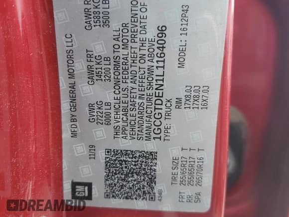 2020 Chevrolet Colorado 4WD Z71 z VIN 1GCGTDEN1L1164096, wystawiony jako Copart lot #70562065 z przebiegiem 75 550 mil mil oraz Szkoda całkowita • Salvage title. Historia ofert i sprzedaży dostępna na DreamBid. Obrazek 13.