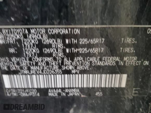 ✅ 2018 Toyota RAV4 Hybrid LE Plus • VIN: JTMRJREV4JD226355 • Lot: 89730265. Listed on Copart with 85,700 mi. Free auction sales archive from the USA and detailed vehicle history report at DreamBid. Image 13.