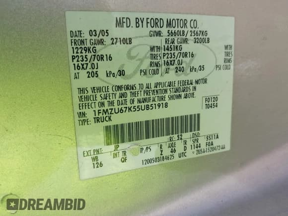 ✅ 2005 Ford Explorer Sport Trac XLS • VIN: 1FMZU67K55UB51918 • Lot: 42333717. Wystawiony na IAAI z przebiegiem 177 630 mil. Bezpłatny archiwum sprzedaży aukcyjnych z USA i szczegółowy raport historii pojazdu na DreamBid. Zdjęcie 9.