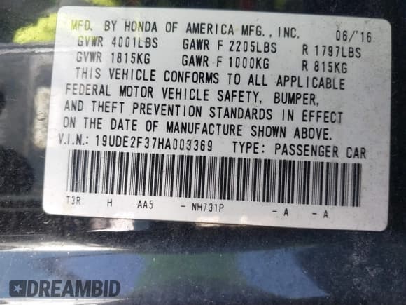 ✅ 2017 Acura ILX • VIN: 19UDE2F37HA003369 • Lot: 41818097. Listed on IAAI with 71,699 mi. Free auction sales archive from the USA and detailed vehicle history report at DreamBid. Image 9.