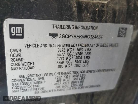 ✅ 2022 Chevrolet Silverado 1500 Custom • VIN: 3GCPYBEK9NG124624 • Lot: 63110145. Wystawiony na Copart z przebiegiem 46 040 mil. Bezpłatny archiwum sprzedaży aukcyjnych z USA i szczegółowy raport historii pojazdu na DreamBid. Zdjęcie 12.