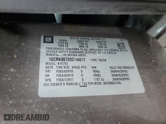 ✅ 2013 Chevrolet Silverado 1500 LT • VIN: 1GCRKSE72DZ144217 • Lot: 68073524. Listed on Copart with 126,950 mi. Free auction sales archive from the USA and detailed vehicle history report at DreamBid. Image 13.