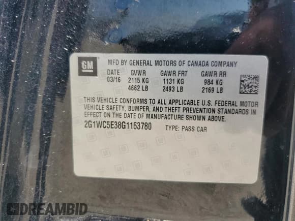 ✅ 2016 Chevrolet Impala LTZ • VIN: 2G1WC5E38G1163780 • Лот: 74766934. Опубликован ранее на Copart с пробегом 133 816 миль. Бесплатный доступ к архиву аукционных продаж из США и подробный отчёт об истории автомобиля на DreamBid. Изображение 12.