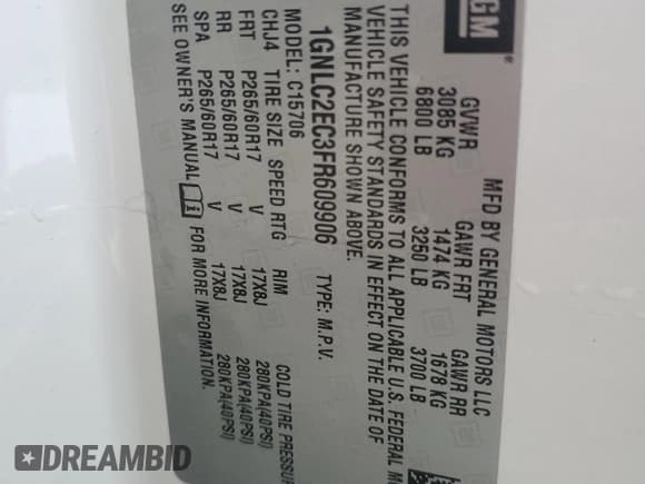 ✅ 2015 Chevrolet Tahoe Commercial • VIN: 1GNLC2EC3FR609906 • Lot: 91446275. Wystawiony na Copart z przebiegiem 145 807 mil. Bezpłatny archiwum sprzedaży aukcyjnych z USA i szczegółowy raport historii pojazdu na DreamBid. Zdjęcie 13.