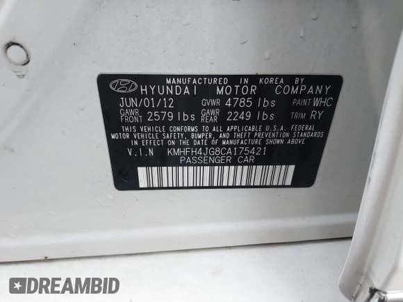 ✅ 2012 Hyundai Azera • VIN: KMHFH4JG8CA175421 • Лот: 43723586. Опубликован ранее на IAAI с пробегом 136 281 миль. Бесплатный доступ к архиву аукционных продаж из США и подробный отчёт об истории автомобиля на DreamBid. Изображение 9.