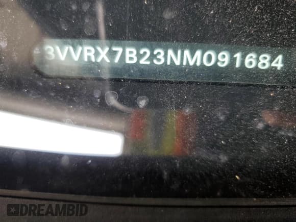 ✅ 2022 Volkswagen Taos SE • VIN: 3VVRX7B23NM091684 • Lot: 67779345. Listed on Copart with Not provided. Free auction sales archive from the USA and detailed vehicle history report at DreamBid. Image 13.