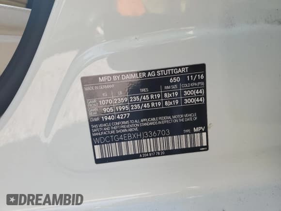 ✅ 2017 Mercedes-Benz GLA 250 • VIN: WDCTG4EBXHJ336703 • Lot: 80021515. Wystawiony na Copart z przebiegiem 79 763 mil. Bezpłatny archiwum sprzedaży aukcyjnych z USA i szczegółowy raport historii pojazdu na DreamBid. Zdjęcie 13.