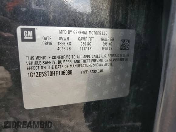 2017 Chevrolet Malibu LT with VIN 1G1ZE5ST0HF106088, listed as a Copart auction lot 82577925 with Not provided miles and Clean title. Bid and sale history available at DreamBid. Image 12.