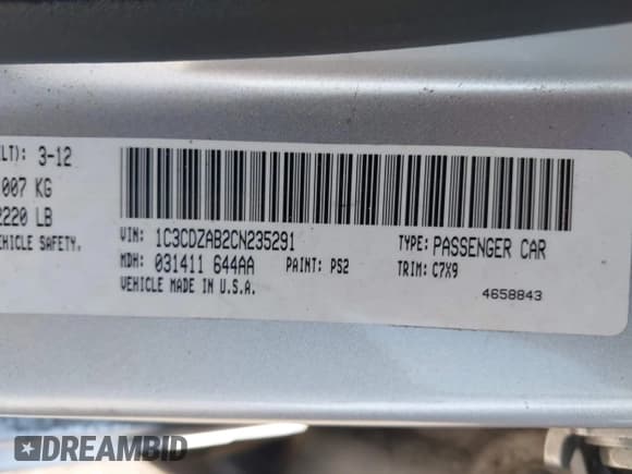 ✅ 2012 Dodge Avenger SE • VIN: 1C3CDZAB2CN235291 • Lot: 41643780. Wystawiony na IAAI z przebiegiem 136 417 mil. Bezpłatny archiwum sprzedaży aukcyjnych z USA i szczegółowy raport historii pojazdu na DreamBid. Zdjęcie 9.