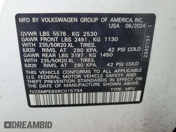 ✅ 2024 Volkswagen ID.4 S • VIN: 1V25MPE8XRC015794 • Лот: 56975085. Опубликован ранее на Copart с пробегом 10 365 миль. Бесплатный доступ к архиву аукционных продаж из США и подробный отчёт об истории автомобиля на DreamBid. Изображение 13.