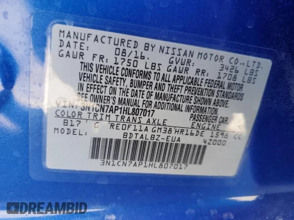 ✅ 2017 Nissan Versa SV • VIN: 3N1CN7AP1HL807017 • Lot: 59154575. Wystawiony na Copart z przebiegiem 106 332 mil. Bezpłatny archiwum sprzedaży aukcyjnych z USA i szczegółowy raport historii pojazdu na DreamBid. Zdjęcie 13.