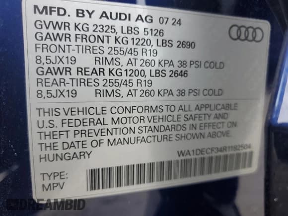 ✅ 2024 Audi Q3 S line Premium • VIN: WA1DECF34R1182504 • Лот: 81881585. Опубликован ранее на Copart с пробегом 6 712 миль. Бесплатный доступ к архиву аукционных продаж из США и подробный отчёт об истории автомобиля на DreamBid. Изображение 13.