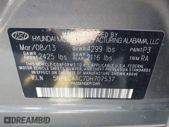 ✅ 2013 Hyundai Sonata SE • VIN: 5NPEC4AC7DH707537 • Lot: 43526598. Wystawiony na IAAI z przebiegiem 228 593 mil. Bezpłatny archiwum sprzedaży aukcyjnych z USA i szczegółowy raport historii pojazdu na DreamBid. Zdjęcie 9.