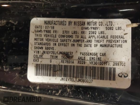 ✅ 2018 Infiniti Q60 Luxe • VIN: JN1EV7EL1JM393037 • Лот: 41308526. Опубликован ранее на IAAI с пробегом 54 065 миль. Бесплатный доступ к архиву аукционных продаж из США и подробный отчёт об истории автомобиля на DreamBid. Изображение 9.