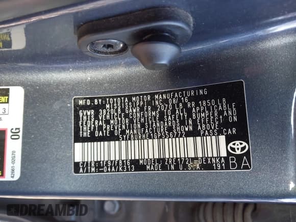 ✅ 2016 Toyota Corolla S Plus • VIN: 5YFBURHE1GP556772 • Lot: 43484576. Wystawiony na IAAI z przebiegiem 126 212 mil. Bezpłatny archiwum sprzedaży aukcyjnych z USA i szczegółowy raport historii pojazdu na DreamBid. Zdjęcie 9.