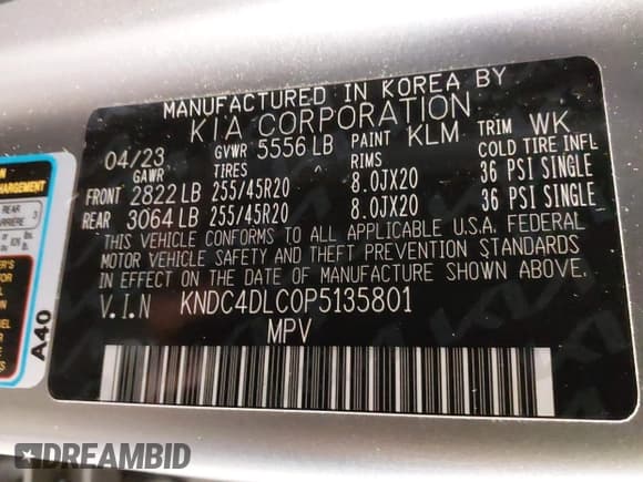 ✅ 2023 Kia EV6 GT-Line • VIN: KNDC4DLC0P5135801 • Лот: 42464002. Опубликован ранее на IAAI с пробегом 8 847 миль. Бесплатный доступ к архиву аукционных продаж из США и подробный отчёт об истории автомобиля на DreamBid. Изображение 9.