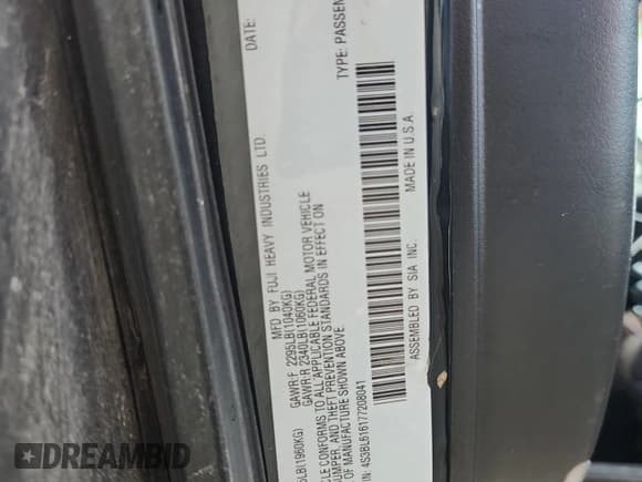 ✅ 2007 Subaru Legacy Special • VIN: 4S3BL616177208041 • Lot: 67388215. Listed on Copart with 161,209 mi. Free auction sales archive from the USA and detailed vehicle history report at DreamBid. Image 12.