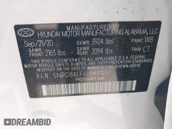 2020 Hyundai Elantra SEL z VIN 5NPD84LF6LH631277, wystawiony jako IAAI lot #40811960 z przebiegiem 84 383 mil mil oraz . Historia ofert i sprzedaży dostępna na DreamBid. Obrazek 9.