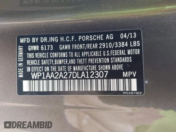 ✅ 2013 Porsche Cayenne • VIN: WP1AA2A27DLA12307 • Lot: 42310717. Wystawiony na IAAI z przebiegiem 175 679 mil. Bezpłatny archiwum sprzedaży aukcyjnych z USA i szczegółowy raport historii pojazdu na DreamBid. Zdjęcie 9.