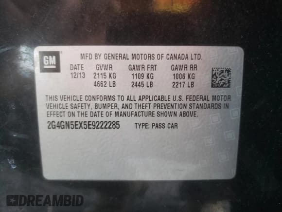 ✅ 2014 Buick Regal Premium I • VIN: 2G4GN5EX5E9222285 • Лот: 86960614. Опубликован ранее на Copart с пробегом 118 182 миль. Бесплатный доступ к архиву аукционных продаж из США и подробный отчёт об истории автомобиля на DreamBid. Изображение 14.