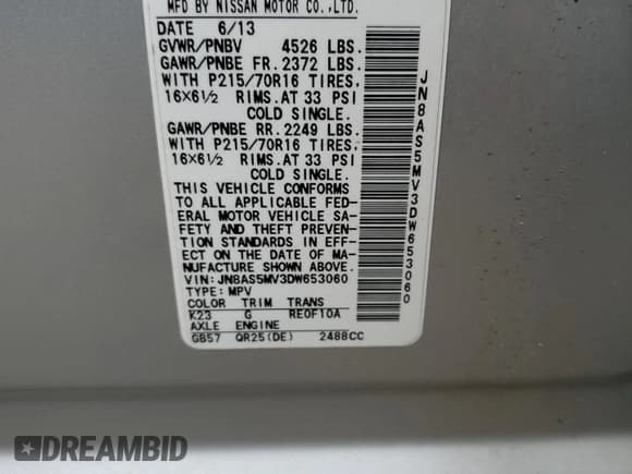 ✅ 2013 Nissan Rogue S • VIN: JN8AS5MV3DW653060 • Лот: 96250905. Опубликован ранее на Copart с пробегом 96 395 миль. Бесплатный доступ к архиву аукционных продаж из США и подробный отчёт об истории автомобиля на DreamBid. Изображение 13.