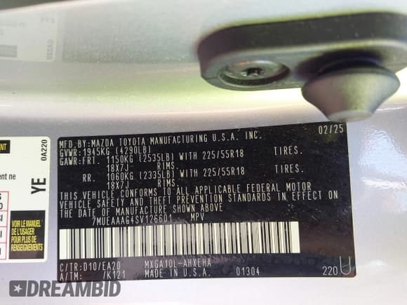 ✅ 2025 Toyota Corolla Cross XLE • VIN: 7MUEAAAG4SV126601 • Lot: 43646400. Listed on IAAI with 15,104 mi. Free auction sales archive from the USA and detailed vehicle history report at DreamBid. Image 9.