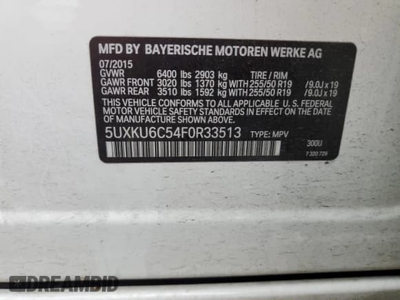 ✅ 2015 BMW X6 xDrive50i • VIN: 5UXKU6C54F0R33513 • Lot: 58395265. Listed on Copart with 160,049 mi. Free auction sales archive from the USA and detailed vehicle history report at DreamBid. Image 13.