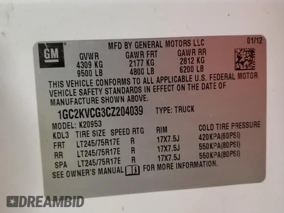 ✅ 2012 Chevrolet Silverado 2500HD Work Truck • VIN: 1GC2KVCG3CZ204039 • Lot: 85557425. Wystawiony na Copart z przebiegiem 225 059 mil. Bezpłatny archiwum sprzedaży aukcyjnych z USA i szczegółowy raport historii pojazdu na DreamBid. Zdjęcie 13.