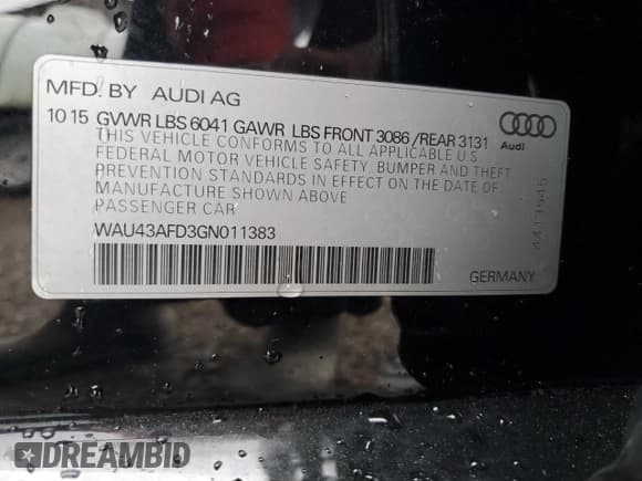 ✅ 2016 Audi A8 Sport • VIN: WAU43AFD3GN011383 • Lot: 44654283. Wystawiony na Copart z przebiegiem 111 508 mil. Bezpłatny archiwum sprzedaży aukcyjnych z USA i szczegółowy raport historii pojazdu na DreamBid. Zdjęcie 12.