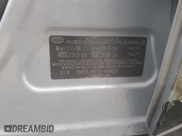 ✅ 2006 Hyundai Sonata GLS • VIN: 5NPEU46F56H149027 • Лот: 88601605. Опубликован ранее на Copart с пробегом 231 076 миль. Бесплатный доступ к архиву аукционных продаж из США и подробный отчёт об истории автомобиля на DreamBid. Изображение 12.