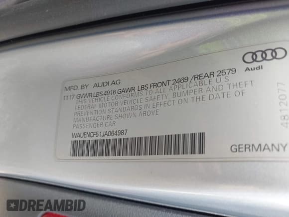 ✅ 2018 Audi A5 Sportback Premium Plus • VIN: WAUENCF51JA064987 • Lot: 43516168. Wystawiony na IAAI z przebiegiem 147 681 mil. Bezpłatny archiwum sprzedaży aukcyjnych z USA i szczegółowy raport historii pojazdu na DreamBid. Zdjęcie 9.