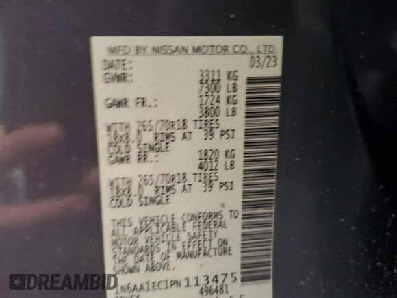 ✅ 2023 Nissan Titan SV • VIN: 1N6AA1EC1PN113475 • Лот: 85920794. Опубликован ранее на Copart с пробегом 25 434 миль. Бесплатный доступ к архиву аукционных продаж из США и подробный отчёт об истории автомобиля на DreamBid. Изображение 12.