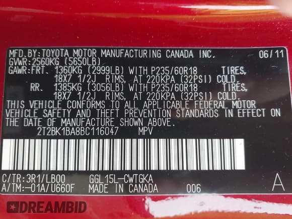 ✅ 2011 Lexus RX 350 • VIN: 2T2BK1BA8BC116047 • Лот: 43381994. Опубликован ранее на IAAI с пробегом 154 723 миль. Бесплатный доступ к архиву аукционных продаж из США и подробный отчёт об истории автомобиля на DreamBid. Изображение 9.