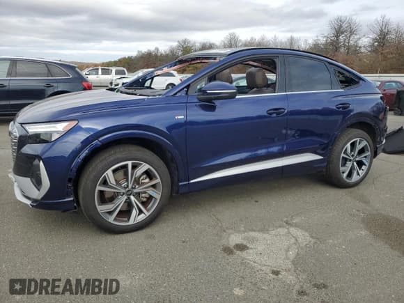 ✅ 2023 Audi Q4 e-tron Sportback Premium • VIN: WA122BFZ8PP055473 • Lot: 78151634. Listed on Copart with 6,972 mi. Free auction sales archive from the USA and detailed vehicle history report at DreamBid. Image 1.