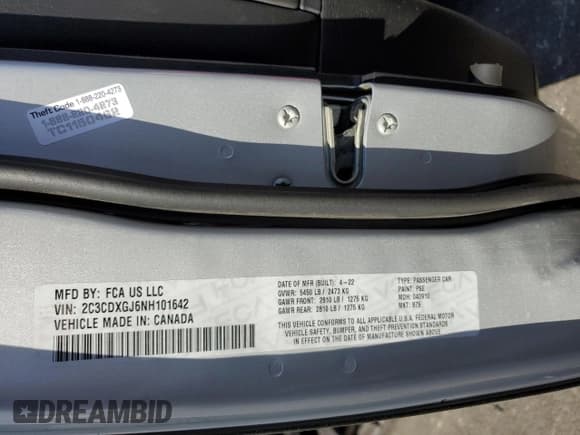 ✅ 2022 Dodge Charger Scat Pack • VIN: 2C3CDXGJ6NH101642 • Лот: 80636885. Опубликован ранее на Copart с пробегом 30 425 миль. Бесплатный доступ к архиву аукционных продаж из США и подробный отчёт об истории автомобиля на DreamBid. Изображение 13.