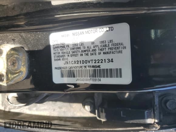 ✅ 1997 Nissan Maxima GXE • VIN: JN1CA21D0VT222134 • Lot: 65692025. Listed on Copart with 156,785 mi. Free auction sales archive from the USA and detailed vehicle history report at DreamBid. Image 12.