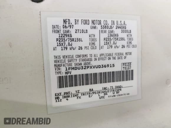 ✅ 1997 Ford Explorer XLT • VIN: 1FMDU32PXVUD36915 • Lot: 41421762. Wystawiony na IAAI z przebiegiem 109 168 mil. Bezpłatny archiwum sprzedaży aukcyjnych z USA i szczegółowy raport historii pojazdu na DreamBid. Zdjęcie 9.