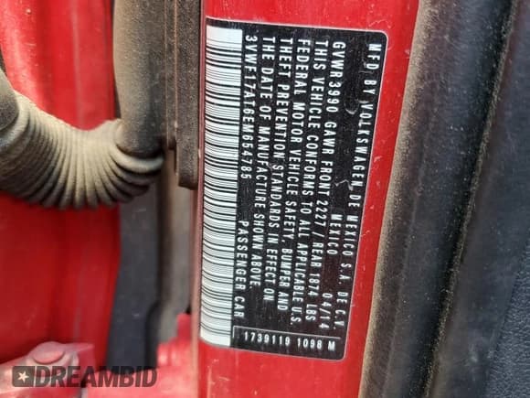 ✅ 2014 Volkswagen Beetle Entry • VIN: 3VWF17AT6EM654785 • Lot: 59775535. Listed on Copart with 125,042 mi. Free auction sales archive from the USA and detailed vehicle history report at DreamBid. Image 12.