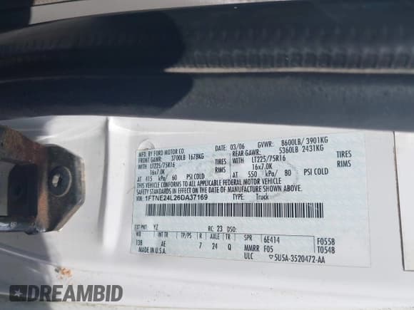 ✅ 2006 Ford Econoline Cargo • VIN: 1FTNE24L26DA37169 • Лот: 42905592. Опубликован ранее на IAAI с пробегом Не указан. Бесплатный доступ к архиву аукционных продаж из США и подробный отчёт об истории автомобиля на DreamBid. Изображение 9.