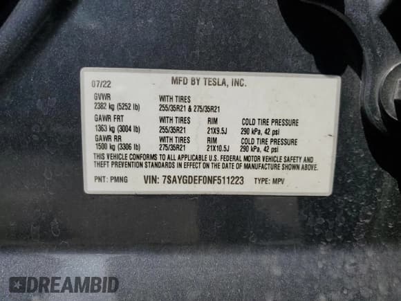 ✅ 2022 Tesla Model Y Performance • VIN: 7SAYGDEF0NF511223 • Lot: 55314095. Wystawiony na Copart z przebiegiem 65 242 mil. Bezpłatny archiwum sprzedaży aukcyjnych z USA i szczegółowy raport historii pojazdu na DreamBid. Zdjęcie 13.