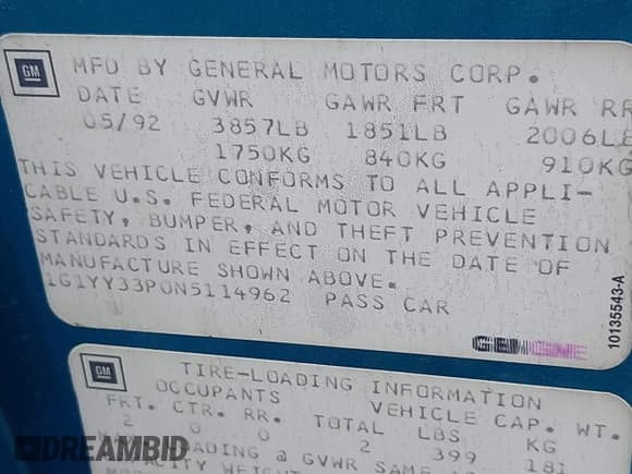 ✅ 1992 Chevrolet Corvette • VIN: 1G1YY33P0N5114962 • Лот: 42862327. Опубликован ранее на IAAI с пробегом Не указан. Бесплатный доступ к архиву аукционных продаж из США и подробный отчёт об истории автомобиля на DreamBid. Изображение 9.