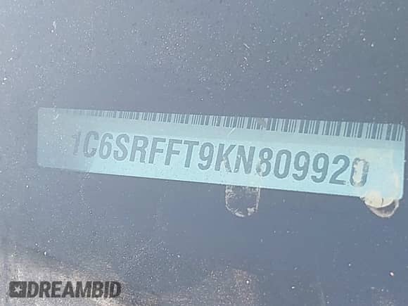 2019 Ram 1500 Big Horn z VIN 1C6SRFFT9KN809920, wystawiony jako IAAI lot #42937676 z przebiegiem 102 753 mil mil oraz . Historia ofert i sprzedaży dostępna na DreamBid. Obrazek 9.