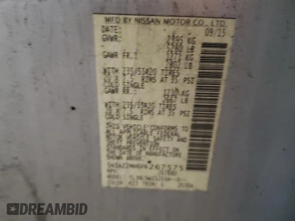 ✅ 2015 Nissan Murano SL • VIN: 5N1AZ2MH6FN267575 • Lot: 81393745. Listed on Copart with 192,518 mi. Free auction sales archive from the USA and detailed vehicle history report at DreamBid. Image 13.